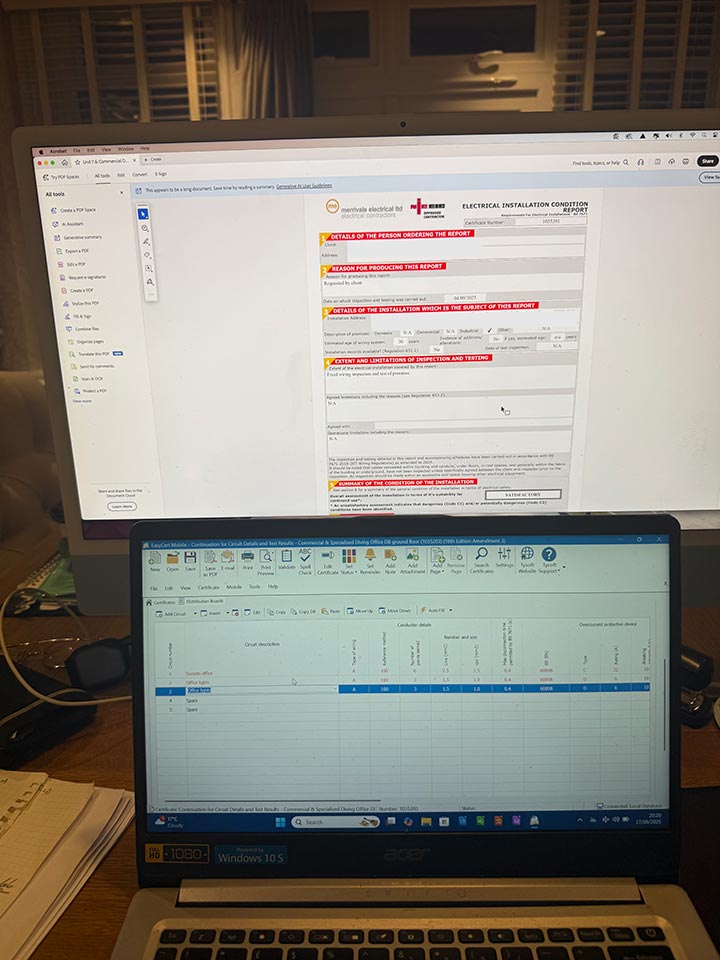 Electrical Inspection and Testing at an Industrial Premises in Ferndown with Certification Populated - Merrivale Electrical Ltd