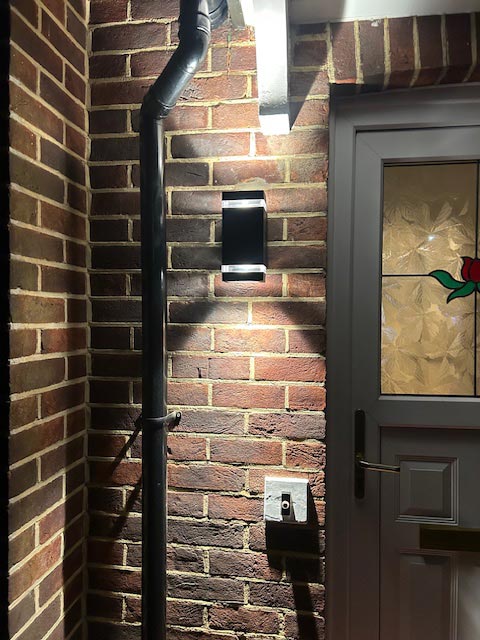 Garden Lighting Installed alongside Front Door on Property in Southbourne Bournemouth - Merrivale Electrical Ltd