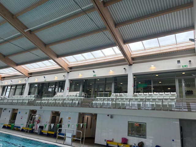 Install Additional Lighting to Spectator Area at Dorchester Sports Centre in Dorset - Merrivale Electrical Ltd