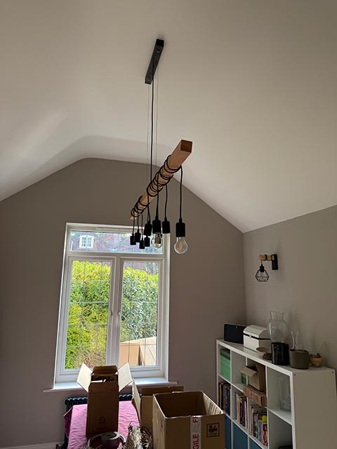 Installation of Hanging Pendant Ceiling Light to Customers House in Brockenhurst, New Forest, Hampshire - Merrivale Electrical Ltd