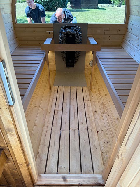 Installation of Power and Lighting to External Sauna at Springfield Country Hotel Leisure Club and Spa in Wareham Dorset by Merrivale Electrical Ltd - Inside Sauna Photo