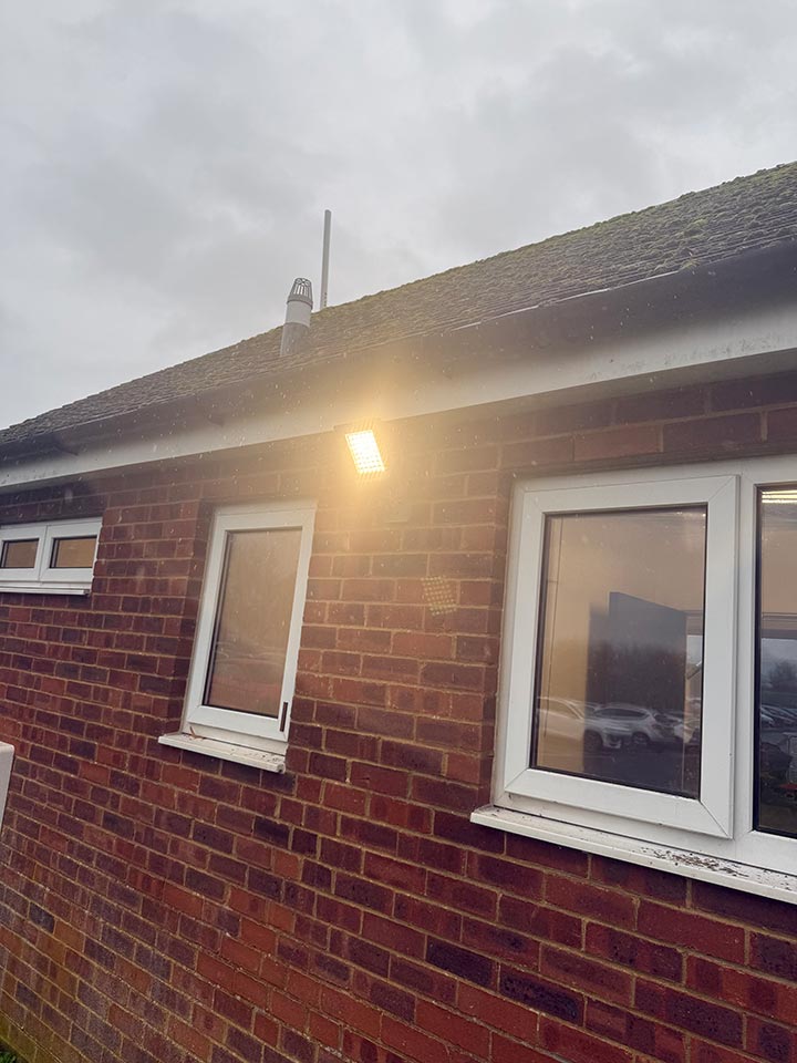 External security light installed at Larkhill Barracks in Salisbury - Merrivale Electrical Ltd