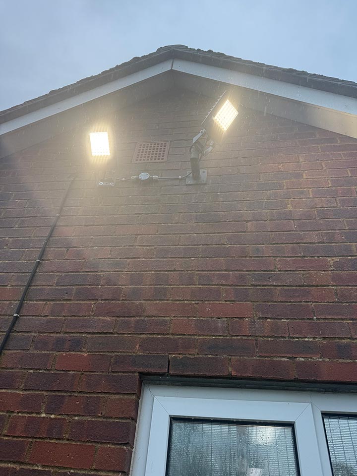 Two External security lights installed at Larkhill Barracks in Salisbury - Merrivale Electrical Ltd