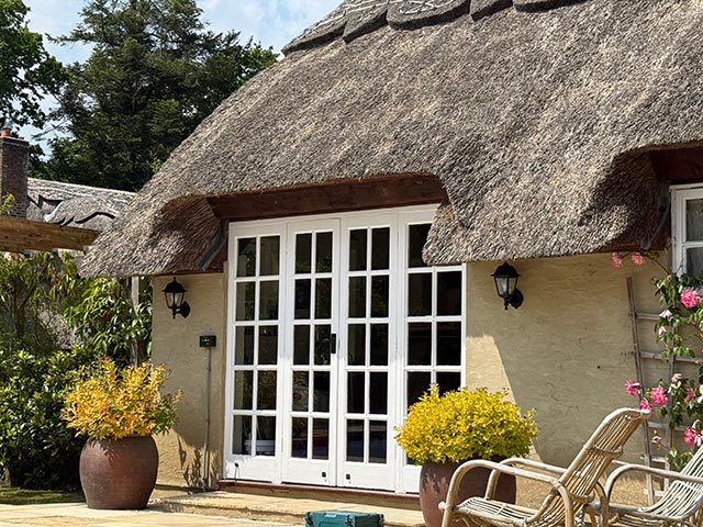 Replacement of Lighting around Swimming Pool Area to Large Cottage in Tiptoe Sway New Forest - Merrivale Electrical Ltd