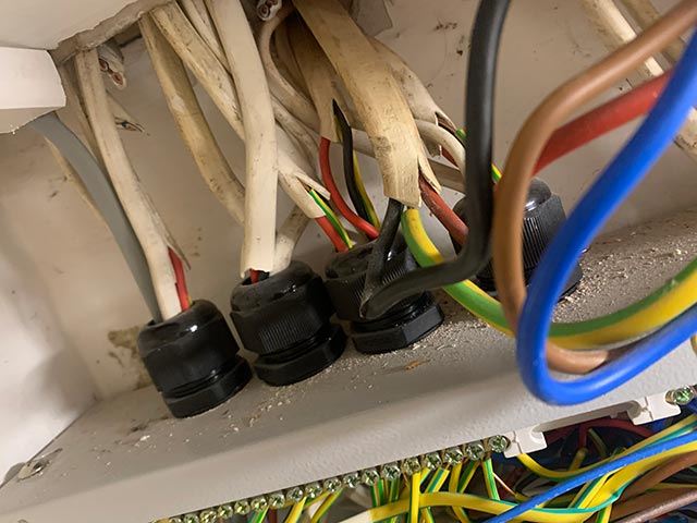 Unsafe Single Phase Distribution Board in Large Cottage in Tiptoe Sway Hampshire - Close up Photo - Merrivale Electrical Ltd